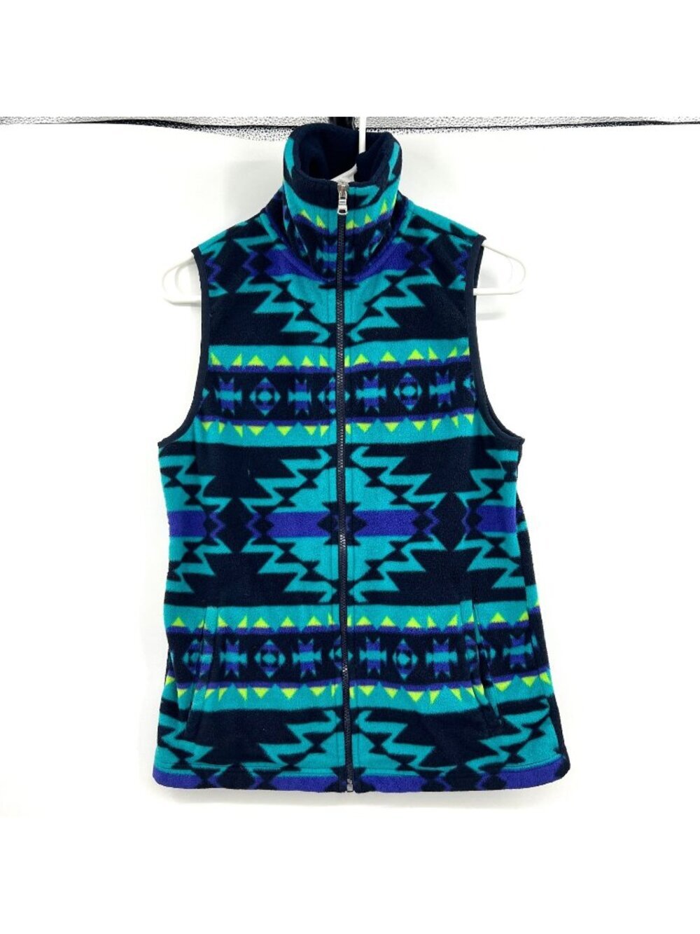 Vintage Chaps Sport Aztec Print Fleece Full Zip Vest Women's Small